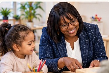 Nursery practitioner supporting a child